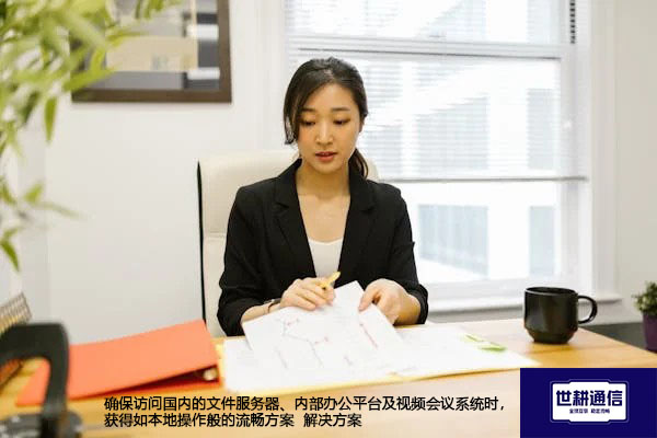 确保访问国内的文件服务器、内部办公平台及视频会议系统时，获得如本地操作般的流畅-解决方案//世耕通信全球办公专网专线