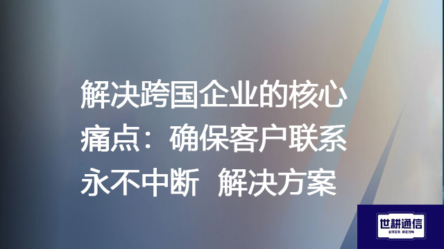 解决跨国企业的核心痛点：确保客户联系永不中断--解决方案//世耕通信全球办公专网专线